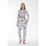 Estiva Kadın Kışlık Panda Desenli Fitilli Polar Pijama Takımı Beyaz