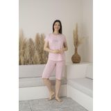 Estiva Kadın Yazlık Puantiyeli Kısa Kollu Kaprili Viskon Pijama Takımı