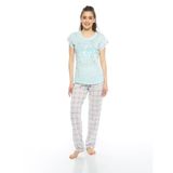 Estiva Kareli Desenli Ekose Kısa Kol Bayan Pijama Takım