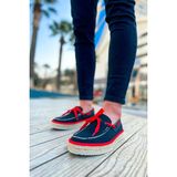 Esto Espadril Günlük Bağcıklı Erkek Espadril Siyah Kırmızı - Siyah - Kırmızı