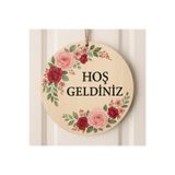 estölye Hoşgeldiniz Kapı Süsü, Çiçekli Dekoratif Baskı Kapı Süsü
