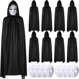 EstoreBox 120 cm Siyah Kapüşonlu Pelerin Boyanabilir Karton Maske 8’li Set