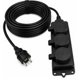 EstoreBox 3’lü Grup Priz 3x2.5mm Ttr Topraklı Siyah Kauçuk Uzatma Kablosu (15 Metre)
