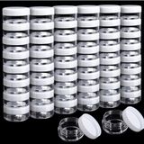 EstoreBox 50'li Paket Kozmetik Kapları, 5 Gram Şeffaf Yuvarlak Tencere Kavanozu Plastik Numune Kapağı, Kapakl - 000-Siyah