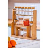 EstoreBox Acar Malibu Bambu Standlı 12 Li Boroslikat Cam Baharatlık Seti LND-07589