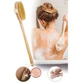 EstoreBox Ahşap Saplı Doğal At Kılı Selülit Fırçası Peeling Masaj Fırça Banyo Fırçası