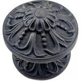 EstoreBox Antika Tarz Dekoratif Pirinç Çiçekli Kapı Tokmağı - 80 mm Çap, Oksit