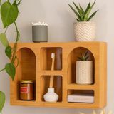 EstoreBox Bambu Duvar Rafı Çok Gözlü Dekoratif Organizer | Mutfak, Banyo, Salon Kullanımına Uygun