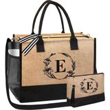 EstoreBox Beegreen Tuval/jüt Tote Çanta Cep Nakış Kişiselleştirilmiş Doğum Günü Hediyesi Kadınlar Için Anne Ö