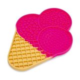 EstoreBox Beeztees Yavru Yaş Mama Yeme Oyuncağı, Dondurma Şeklinde, Silikon, Pembe, 21X15CM