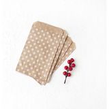 EstoreBox Bimotif Puantiye Desenli 25 Adet Kese Kağıdı, Kraft-Beyaz, 11X20 cm