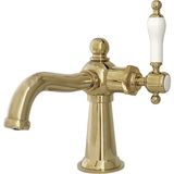 EstoreBox Brass KS154KLPB Whitaker Tek Kollu Banyo Musluğu, Push Pop-Up, Cilalı Pirinç