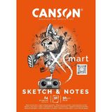 EstoreBox Canson Xsmart Çizim Kağıdı, Beyaz, Ince Taneli, 90 G/m², Uzun Taraflı Yapışkan Blok, A4-21 x 29,7 C