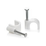 EstoreBox Çelik Çivili Kablo Kroşesi, 4 Mm, Beyaz, Plastik Çelik, No:1, Çivi ile Montaj