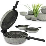 EstoreBox Cemile 1FLN-RKIWP2830 Rocky Twins Indiksiyonlu 28 cm Cift Tarafli Tava + Izgara