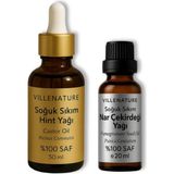 EstoreBox Cilt Saç Bakım Yağı Seti, Soğuk Sıkım Hint Yağı 50ML Nar Çekirdeği Yağı 20ML, Saf Doğ