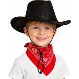 EstoreBox Çocuk Kovboy Şapka Siyah &amp; Kırmızı Bandana Fular Seti