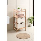 EstoreBox Digithome Bambu 2 Raflı 2 Çekmeceli Banyo Düzenleyici Çekmeceli Dolap Komodin DB-0045