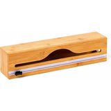EstoreBox Doğal Bambu Streç Film Alüminyum Folyo Dispenser Kutusu, Asılabilir Mutfak Düzenleyici Or