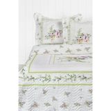 EstoreBox Duru Çift Kişilik Kapitone Yatak Örtüsü Takımı - Ekru - Yeşil - 001-Renkli - 10 x 11 cm