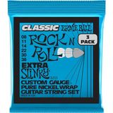 EstoreBox Ernie Ball Ekstra Slinky Klasik Rock And Roll Elektro Gitar Dizeleri Saf Nikel Yara 3'lü Paket Ölçe
