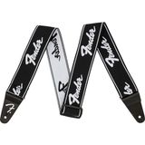 EstoreBox Fender Weighless Running Logo Gitar Askısı 5,1 Cm, Siyah/beyaz