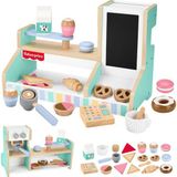 EstoreBox Fisher-Price 3 Yaş Üzeri Çocuklar Için 20 Ahşap Parçadan Oluşan Ahşap Kahve Dükkanı Oyun Seti - 1BW-Beyaz - 0,60 x 19 x 29 cm