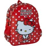 EstoreBox Hello Kitty Kırmızı Çocuk Sırt Çantası, Polka Noktalı Desen, 7 Adet Defter Hediyeli