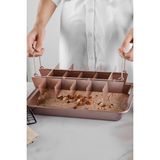 EstoreBox Karbon Çelik Kişilik Kendinden Bölmeli Brownie Kek Ekmek Kalıbı CIN796PM - Altın