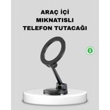 EstoreBox Katlanır Manyetik Araç Içi Telefon Tutucu – 360° Dönebilen, Magsafe Uyumlu, Güçlü Mıknatıslı Tasarı - 000-Siyah