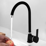 EstoreBox Lara Mix Kısa Batarya Siyah Lavabo Banyo Mutfak Musluğu Musluk Mermer Tezgah Üstü Çift Su Giriş Evy