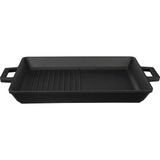 EstoreBox Lava Metal Döküm Izgara Tava, Metal Kulplu, 26X32CM, Siyah
