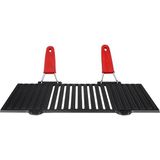 EstoreBox Lava Metal Döküm Mangal Izgarası, Çift Silikon Kulplu, 40 x 25 x 0.7 cm