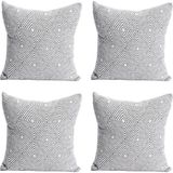 EstoreBox Lüks 100% Pamuk Dekoratif Desenli Kırlent Kılıfı 4 Adet Set 45X45 Cm, Kaliteli Pamuklu Kumaş Kırlen - 001-Renkli