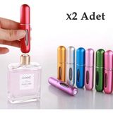 EstoreBox Mukko X2 Adet Parfüm Şişesi Çanta Içi Mini Doldurulabilir Seyahat Cep Yedek Parfüm Şişesi 5 ml - 000-Siyah