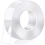 EstoreBox Nano Şeffaf Çift Taraflı Bant – 3cm x 2m, Yıkanabilir, Güçlü Yapışkan, Iz Bırakmaz, Çok Amaçlı Sabi