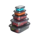EstoreBox Nare Dikdörtgen Sızdırmaz Saklama Kapları Füme (5'li Set)