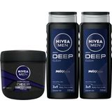 EstoreBox Nivea Men Erkek Nemlendirici El Vücut Kremi Deep Impact 400ML Duş Jeli Deep Dimension 500ML x