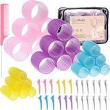 EstoreBox Obeoby 4 Boyutlu Makaralar Saç Bigudi, 50 Parça Set Saç Makaraları 25 mm 36 mm 48 mm 60 mm Ke