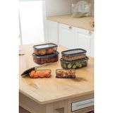 EstoreBox Oval 6 Parça Hava Almaz Sızdırmaz Saklama Kabı Seti Füme 2X(300/500/800 Ml) - Beyaz