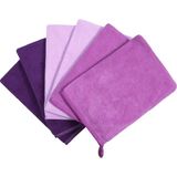 EstoreBox Phogary 6'lı Paket Mikrofiber Yüz Bezi, 6"x8" Hızlı Kuruyan Banyo Eldiveni Mor Lif Bezi, Süper Emic