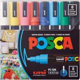 EstoreBox Posca Full Set 8 Akrilik Boya Kalemi Ters Çevrilebilir Orta Uçlu Kalem Uçları, Posca Kalemleri Kaya