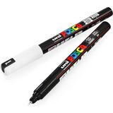 EstoreBox Posca-Posca Uni Pc-1mr Boya Marker Kalemi - 0,7 mm - Siyah Beyaz - 2'li Paket