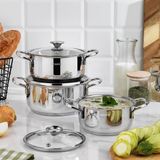 EstoreBox Schafer Steel Storm Çelik Tencere Seti 6 Parça-Inox