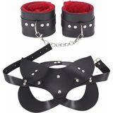 EstoreBox Sınırsızmarket Kırmızı Suni Deri Kelepçe Maskesi Seti, Metal Zincirli, Kadife Astarlı - 1BW-Beyaz - 0,60 x 19 x 29 cm