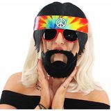EstoreBox Siyah Saçlı Bandana Tasarımlı Hippi Parti Gözlüğü 26X18 cm