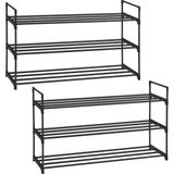 EstoreBox Songmics 3 Katlı Ayakkabı Rafı, Ayakkabı Saklama Düzenleyici, 2'li Set, Metal Saklama Rafı, 30 x 92