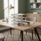 EstoreBox Steelline 4 Katlı Metal Dosya Rafı - Masa Üstü Ultra Sağlam Ofis Organizer (29.5X30.5X25CM) (Beyaz)