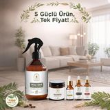EstoreBox Süper 5’li Bakım Seti | Shea Butter, Udi Hindi, Çörekotu Yağı, Hint Yağı Akar Kovucu Spreyi
