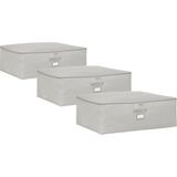 EstoreBox Textile 3'lü Büyük Boy Gri Balıksırtı Baza Altı Hurç Set 62 x 46 x 22 cm